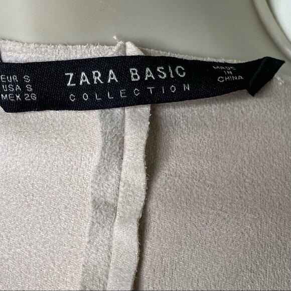 Zara Basic Open Front Drape Jacket Faux  Suede Cream sz S - Picture 2 of 9